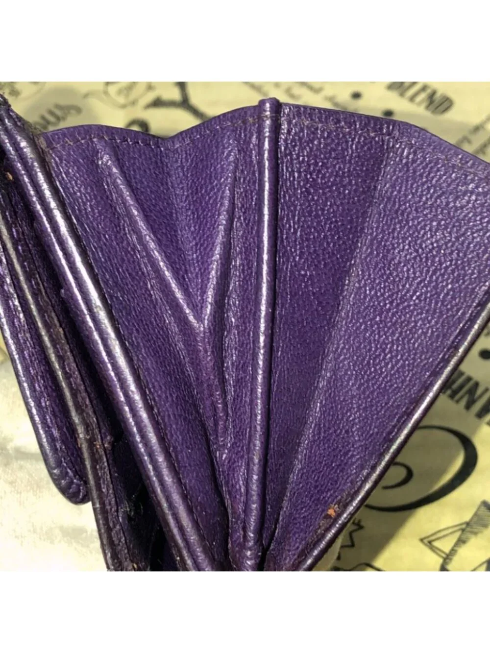 Chanel Trifold Wallet Compact CC Logo Lambskin Purple Card